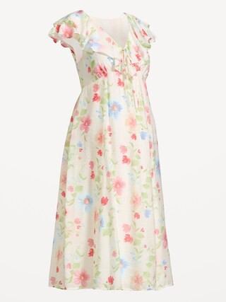 Maternity Ruffle-Sleeve Midi Dress | Old Navy (US)