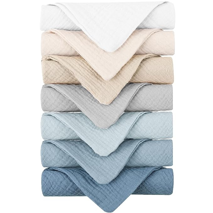 Konssy Baby Muslin Washcloths 7-Pack, 100% Cotton Baby Bath Washcloths, Soft & Absorbent Wash Clo... | Amazon (US)