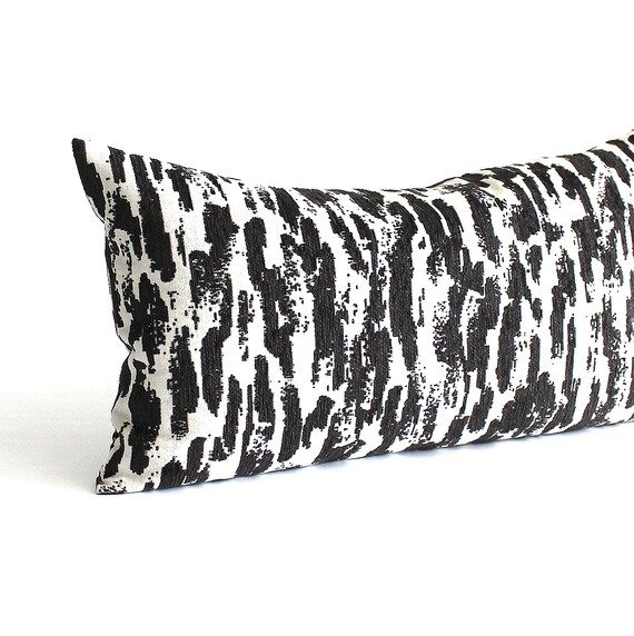 Lumbar Pillow Cover Black White Spotted Chenille Upholstery Oblong Throw Pillow Cover Decorative ... | Etsy (US)