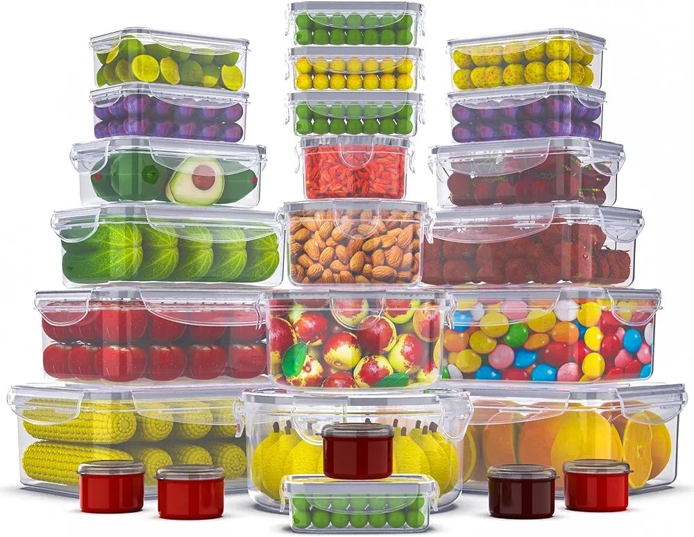RockBerry 50 Pcs Large Food Storage Containers with Lids Airtight-85 OZ to small Containers-Total... | Amazon (US)