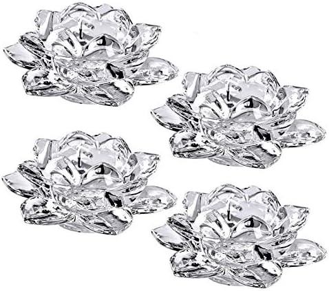 GOLDEAL 5" Inch Crystal Lotus Candle Tealight Holders Decorative,Votive Candle Holders Bulk,Clear... | Amazon (US)