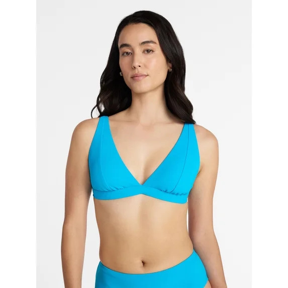 Time and Tru Women's and Women's Plus Ribbed Tall Triangle Bikini Top, Sizes XS-3X | Walmart (US)