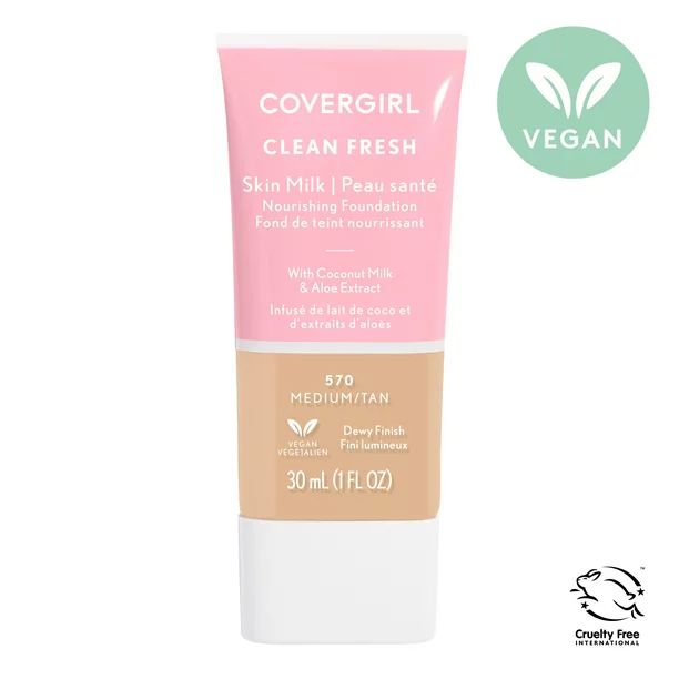 COVERGIRL Clean Fresh Skin Milk, Clean Vegan Formula, Medium/Tan, 1 fl oz, Liquid Foundation, Moi... | Walmart (US)
