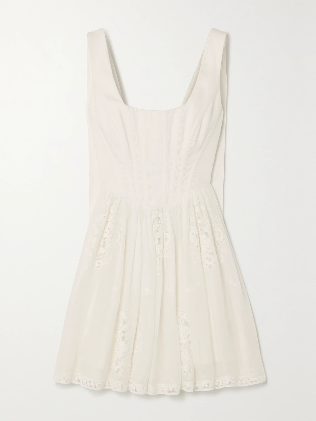 Zimmermann - Alight Lace-trimmed Ramie Bustier Mini Dress - Ivory | NET-A-PORTER (US)