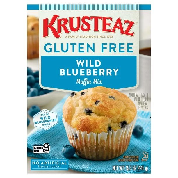 Krusteaz Gluten Free Wild Blueberry Muffin Mix, 15.7 oz Box - Walmart.com | Walmart (US)