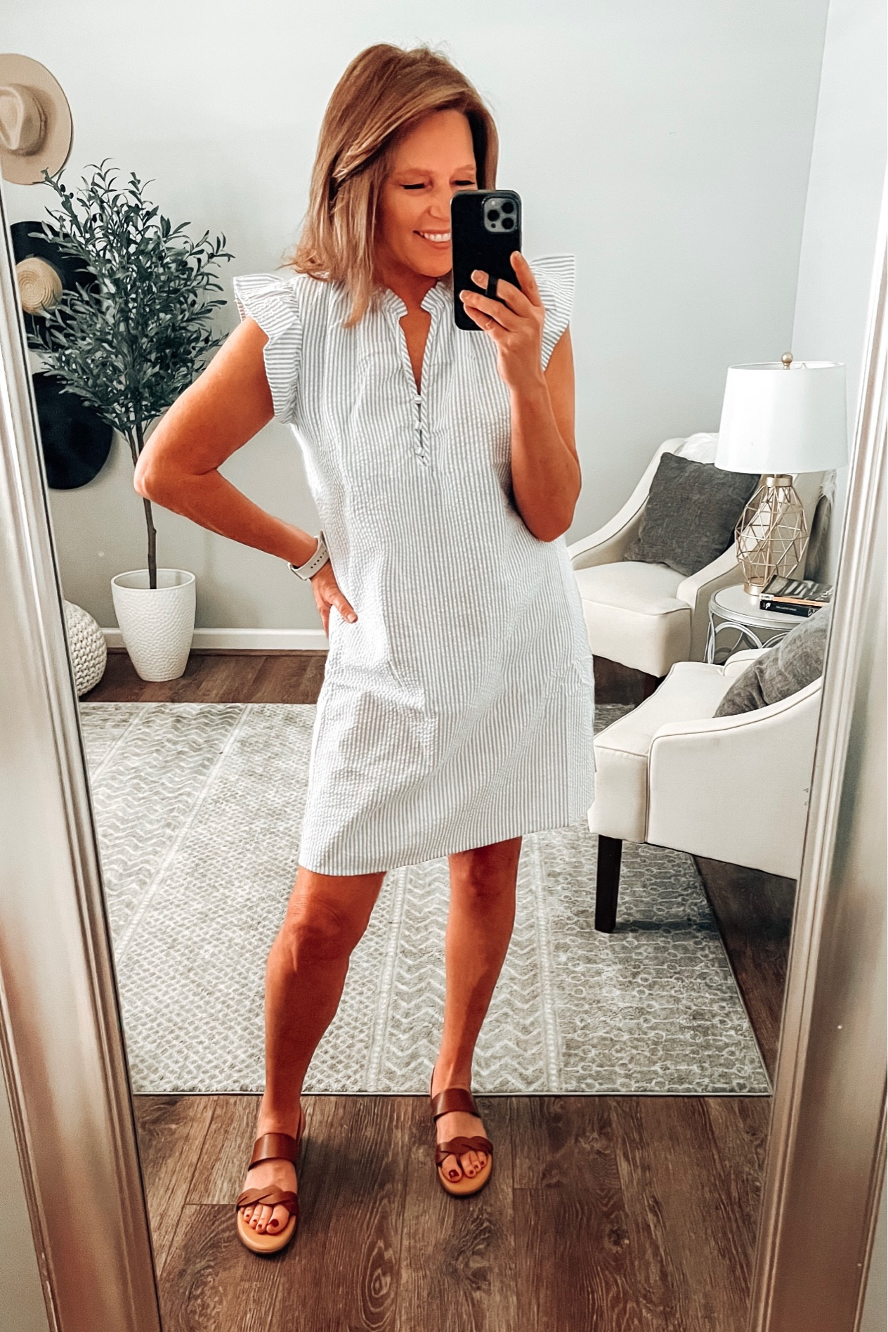 Fresh and cute! Loving this easy “one and done” dress by Time and Tru❤️ #walmartpartner

What a great option for work or play, and the neckline is adorable!! It has pockets which is another 🙌🏼. This fits tts ( wearing my normal size) and comes in more prints. Sandals are by Time and Tru. 

#walmartfashion #walmart @walmart Walmart finds, walmart dresses, Time and Tru, work dresses, summer dresses, affordable outfits, Walmart finds, fashion over 40

#LTKsalealert #LTKstyletip #LTKunder50