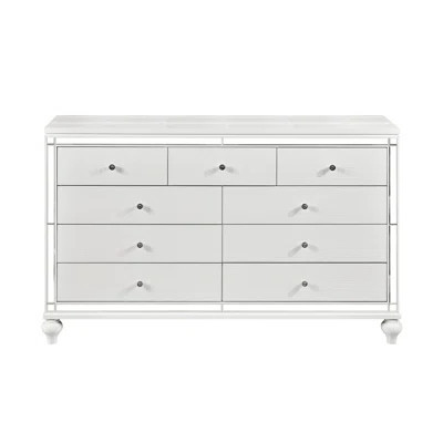 Wooden Dresser With 9 Drawers And Faux Crystal Knobs | Wayfair North America