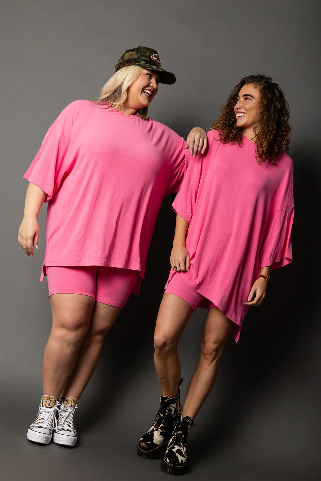 Day Dreamer Ribbed Biker Set  - Pink | WKNDchasers