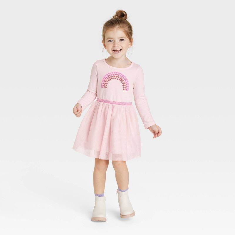 Toddler Girls' Heart Rainbow Tulle Dress - Cat & Jack™ Pink | Target