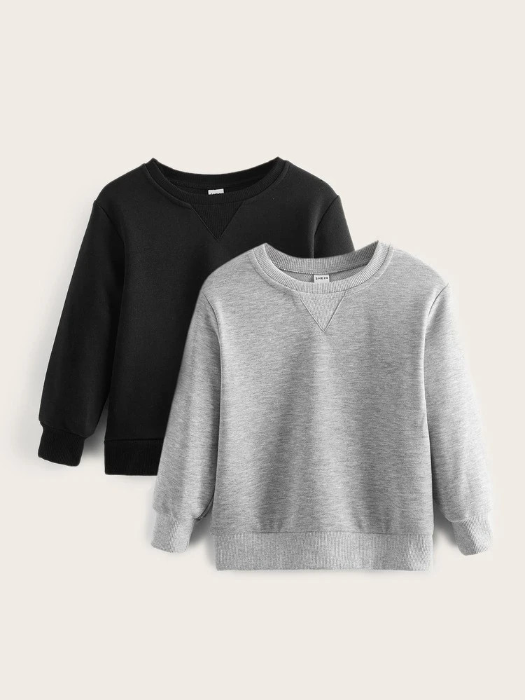 SHEIN BASICS Toddler Boys 2pcs Marled Pullover | SHEIN