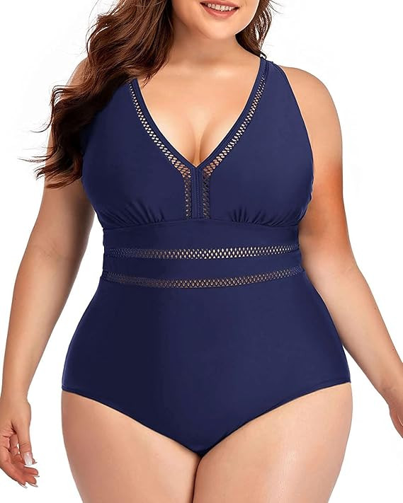 Daci Women Plus Size One Piece Swimsuits Sexy V Neck Backless Bathing Suit | Amazon (US)