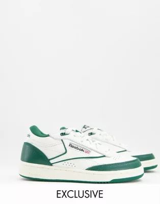 Reebok Club C Mid ll trainers in chalk and green - exclusive to ASOS | ASOS (Global)
