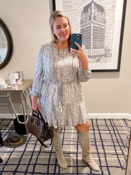 Day 3 of meetings and classes at LTKCon! Love this dress, honestly it’s beautiful. Runs true to size I’m wearing a B. My boots are several years old and I linked new similar, lots of wide calf knee high boot options! 
Necklace discount code houseofdorough on all Miranda Frye jewelry!
All dresses at Arula are ON SALE so I linked my other favorite dress !!

#LTKsalealert #LTKcurves #LTKCon