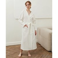 Cozy Linen Women's Waffle Robe in White, Green, Blue, Beige Color. Linen-Cotton Blend, Waffle Linen, Softened | Etsy (US)