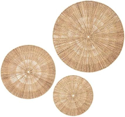 Artera Wicker Wall Decor- Set of 3 Oversized Woven Seagrass Wall Plaques, Unique Wall Art for a B... | Amazon (US)