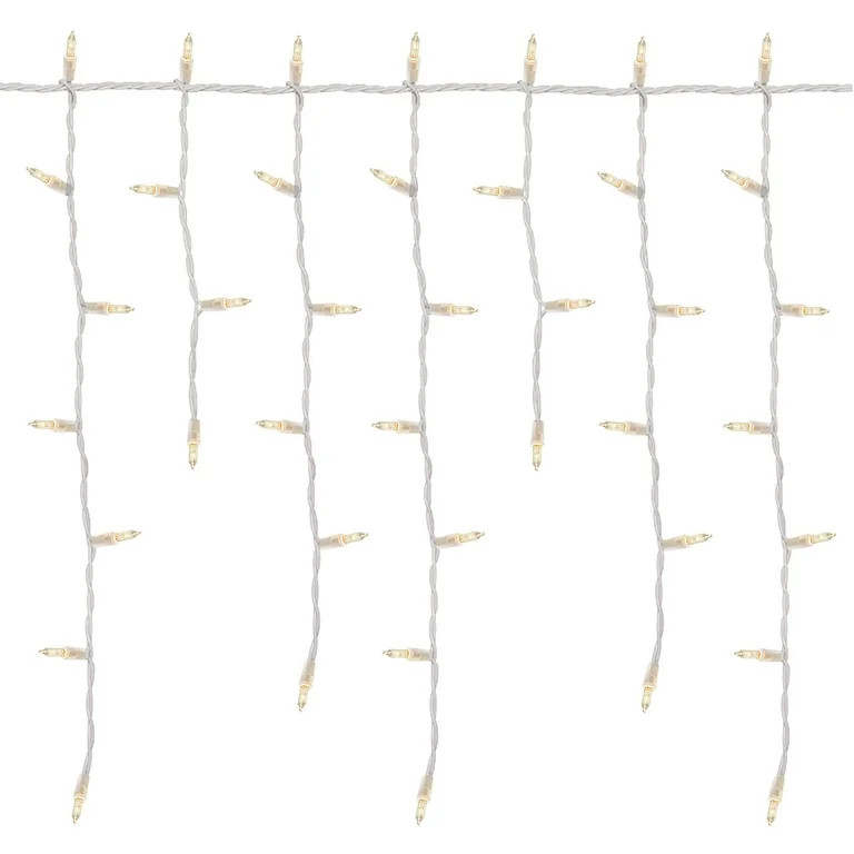 300-Count Clear Incandescent Icicle Christmas Lights with White Wire, 19', Holiday Time | Walmart (US)