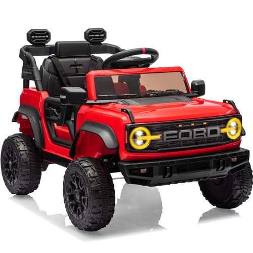 First Ride On Ford Bronco Raptor Licensed 12V Ride on Toys, Kids Ride on Car with Remote Control, Electric Car for Toddler with Smooth Start, Openable Doors, MP3 Player, 3 Speeds (12V, Red) | Amazon (US)