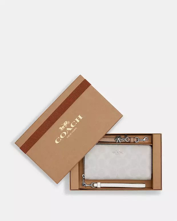 Boxed Long Zip Around Wallet In Signature Canvas | Coach Outlet