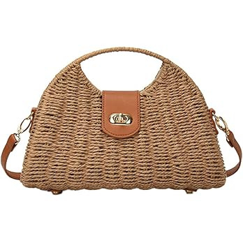 Straw Crossbody Bag for Women Hand Woven Rattan Beach Handbag Top Handle Shoulder Bags Purse for ... | Amazon (US)