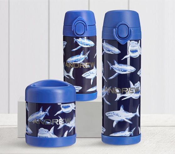 Mackenzie Blue Glow-in-the-Dark Sharks Hot & Cold Container | Pottery Barn Kids