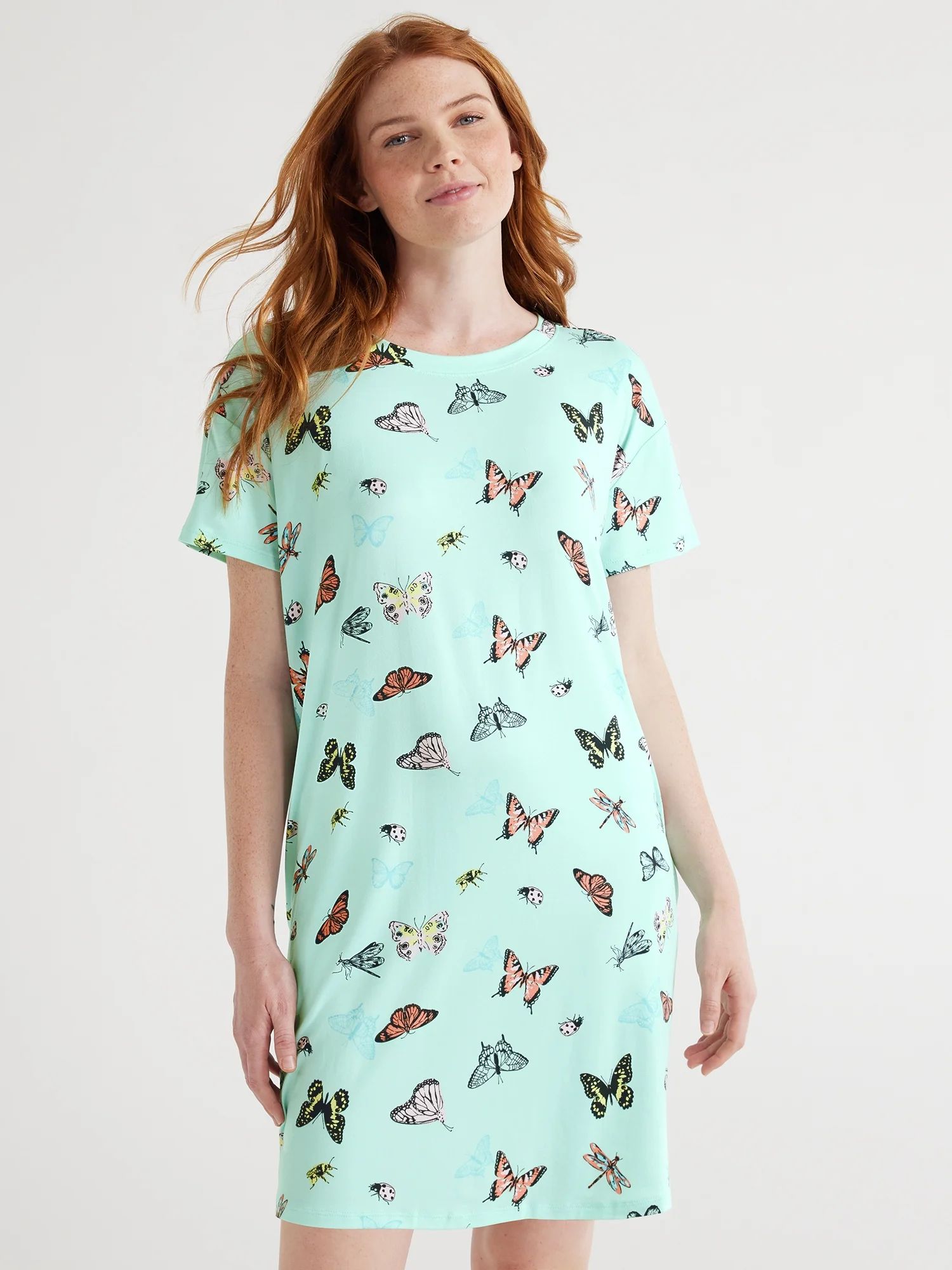 Joyspun Women’s Short Sleeve Sleep Shirt, Sizes S/M to 2X/3X | Walmart (US)
