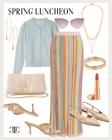 ‘Tis the season for spring luncheons and this is a fabulous outfit choice. This is a really unique maxi skirt with great vertical lines to help elongate your frame. 
 
Spring outfit, cardigan, summer outfit, long skirt, slingback shoes, sunglasses

#LTKstyletip #LTKover40 #LTKshoecrush