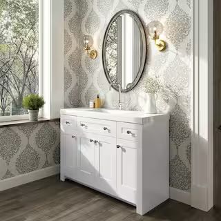 Everdean 48.5 in. W x 18.75 in. D Vanity in White with Cultured Marble Vanity Top in White with W... | The Home Depot