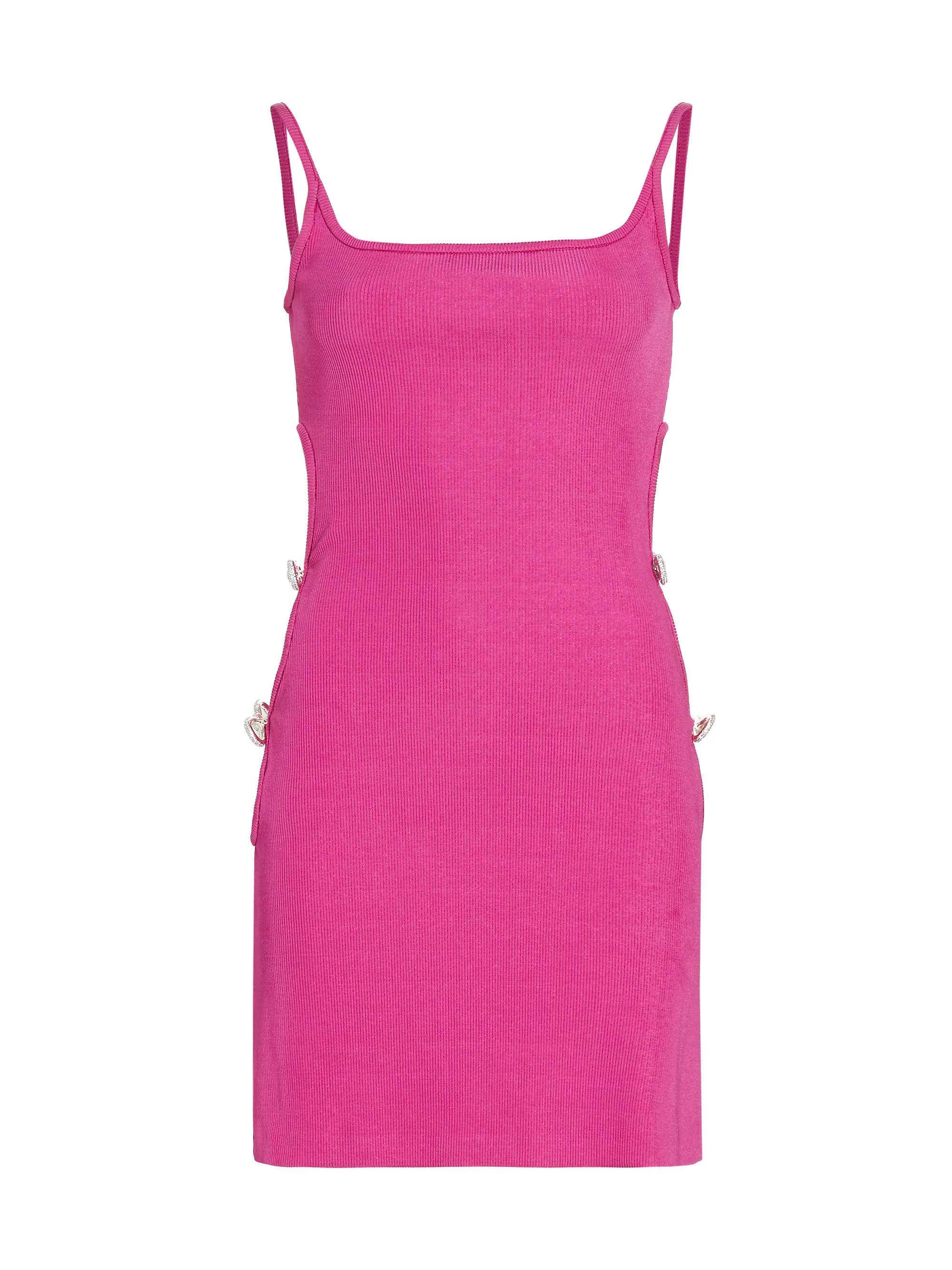 Rib-Knit Crystal Bow Cut Out Minidress | Saks Fifth Avenue