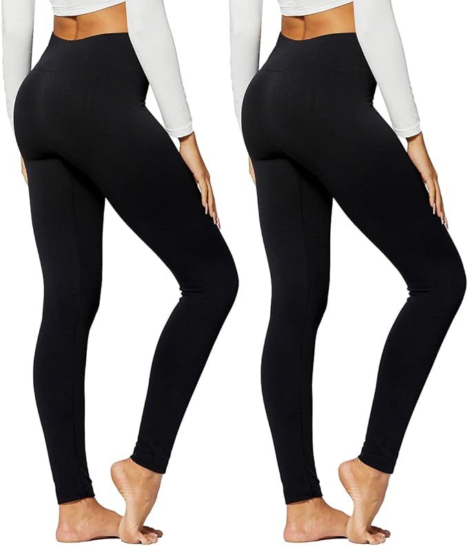 Premium Women's Fleece Lined Leggings - High Waist - Regular and Plus Size - 20+ Colors | Amazon (US)