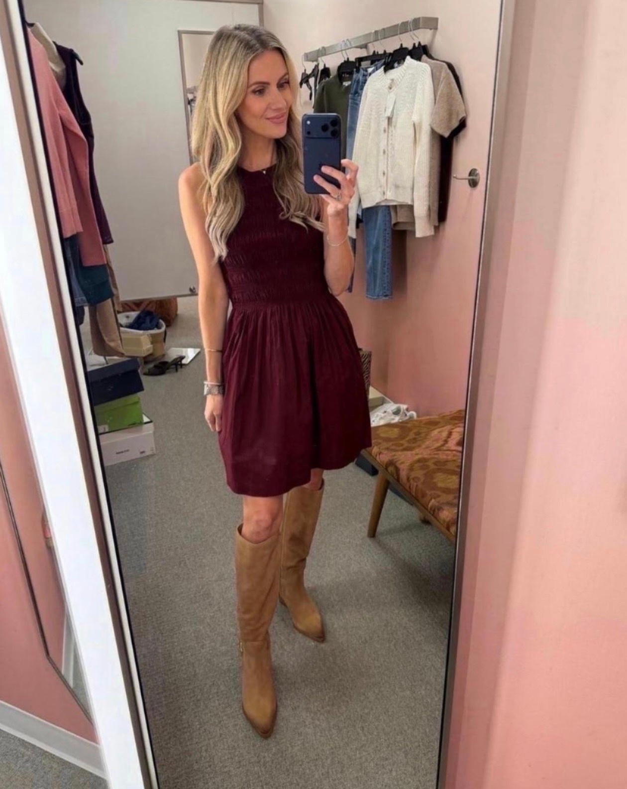 This burgundy dress is one of those pieces that makes getting dressed up so easy. The rich color looks beautiful with tall suede boots and is perfect for fall events, family photos, or date night. AND it's 100% cotton!!!

#LTKootd #LTKSeasonal #LTKgrwm