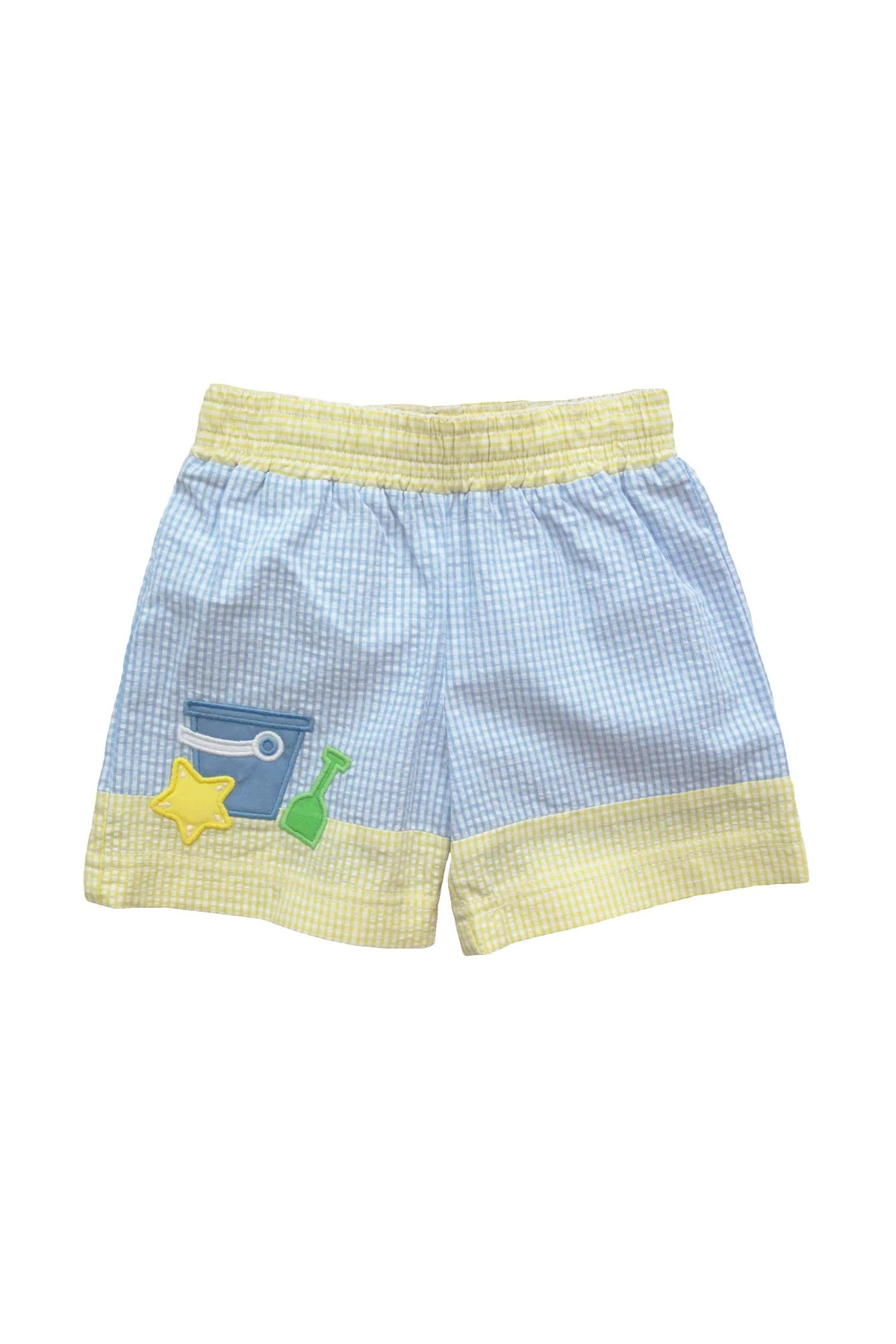 Seersucker Check Swim Trunk With Sand Toys | Haute Totz