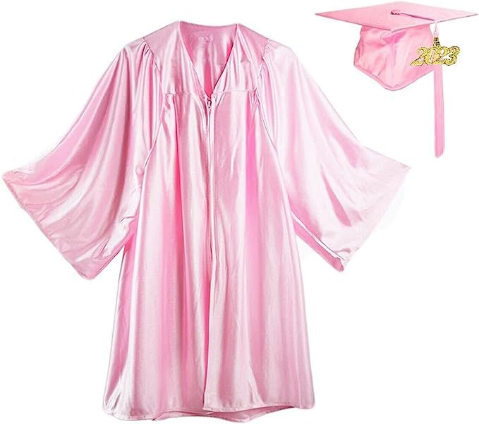 HEPNA 2023 Shiny Kindergarten Graduation Cap and Gown with Tassel Robe Hat for Preschool Pre-K Gr... | Amazon (US)