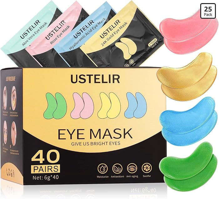 Under Eye Patches for Wrinkles, 40 Pairs Eye Mask for Dark Circles, Puffy Eyes, Undereye Bags, Ey... | Amazon (US)