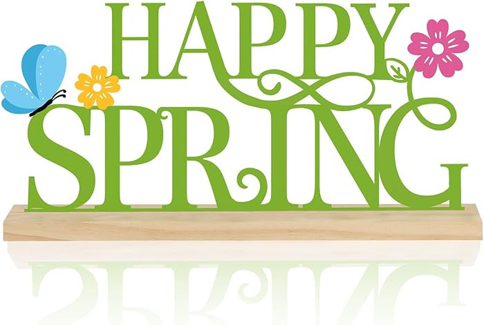 COCHIE Metal Happy Spring Sign, Spring Decorations for Home, Office, Shelf, Mantel, Indoor, Sprin... | Amazon (US)
