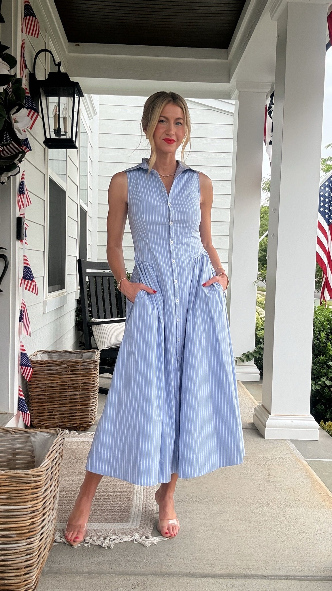 Patriotic church outfit today! 

Light blue poplin striped dress: on sale now, TTS

INVISIBLE KITTEN HEELS: 20% off today with code LEANNE20 (orders over $100)

#LTKgrwm #LTKootd #LTKSaleAlert