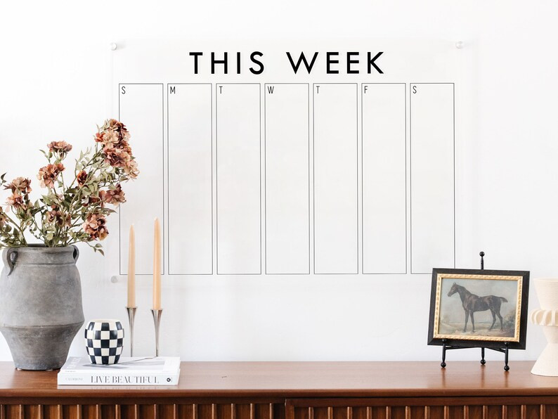Weekly Wall Calendar on Clear Acrylic, Personalized Dry-erase Wall Planner Floating Acrylic Weekl... | Etsy (US)