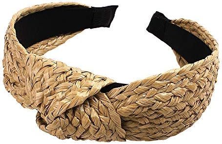 Women's Straw Weaving Knotted Headband, Fashion Coil Handmade Braid Straw Hair Band / Party Girls... | Amazon (US)