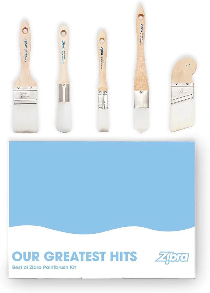 Zibra 5-Piece DIY Paint Brush Set with Assorted Paint Brushes for Walls, Trim and Furniture, Whit... | Amazon (US)