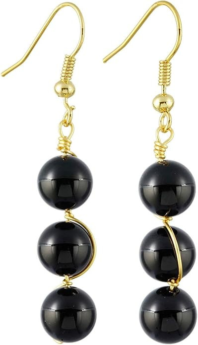 Nupuyai Stone Drop Earrings for Women, Wire Wrapped Triple Ball Beaded Dangle Hook Earrings for L... | Amazon (US)