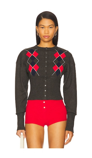 Head in The Clouds Cardigan in Grey Argyle | Revolve Clothing (Global)