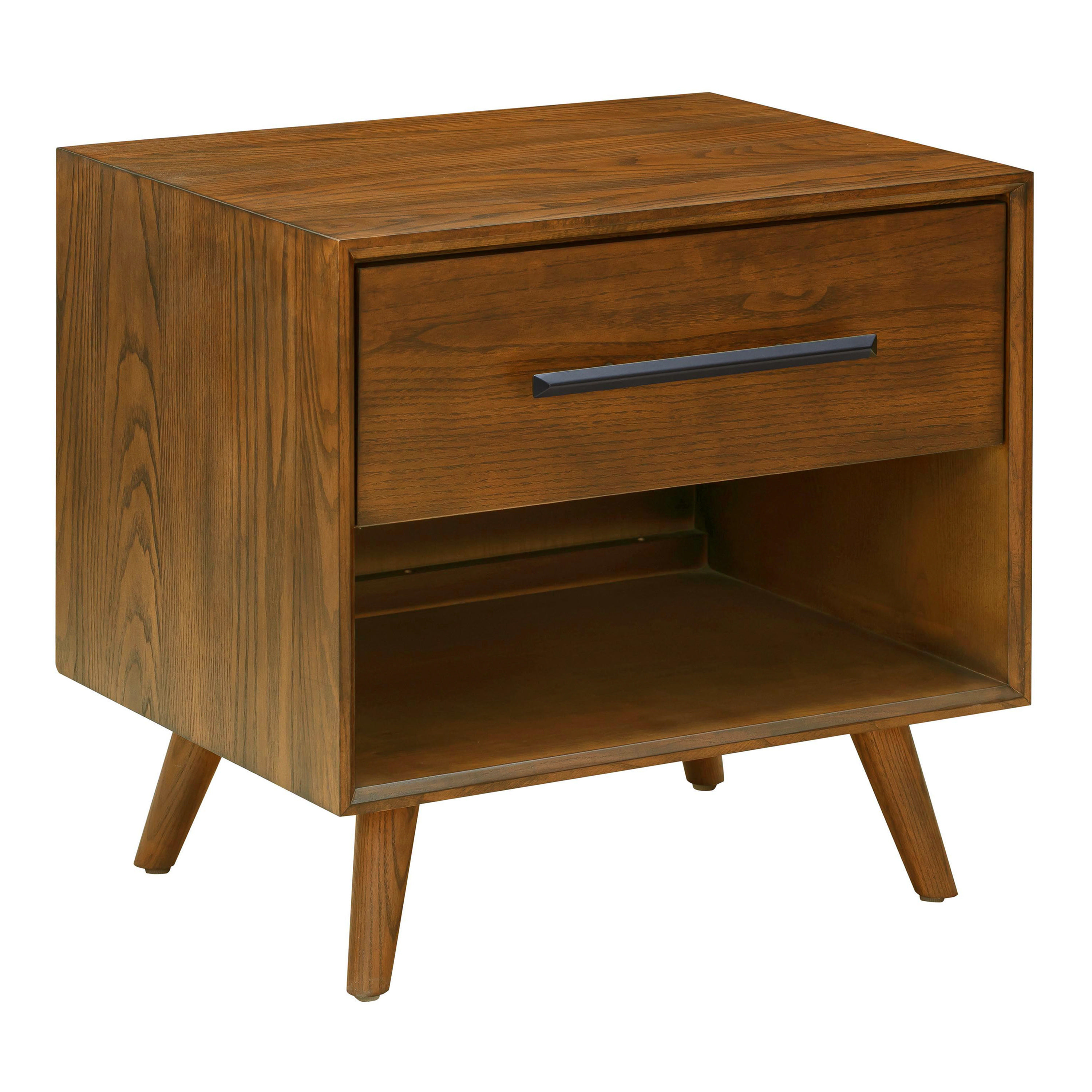 Fairbanks Pecan Brown Ash Wood Nightstand with Drawer | World Market