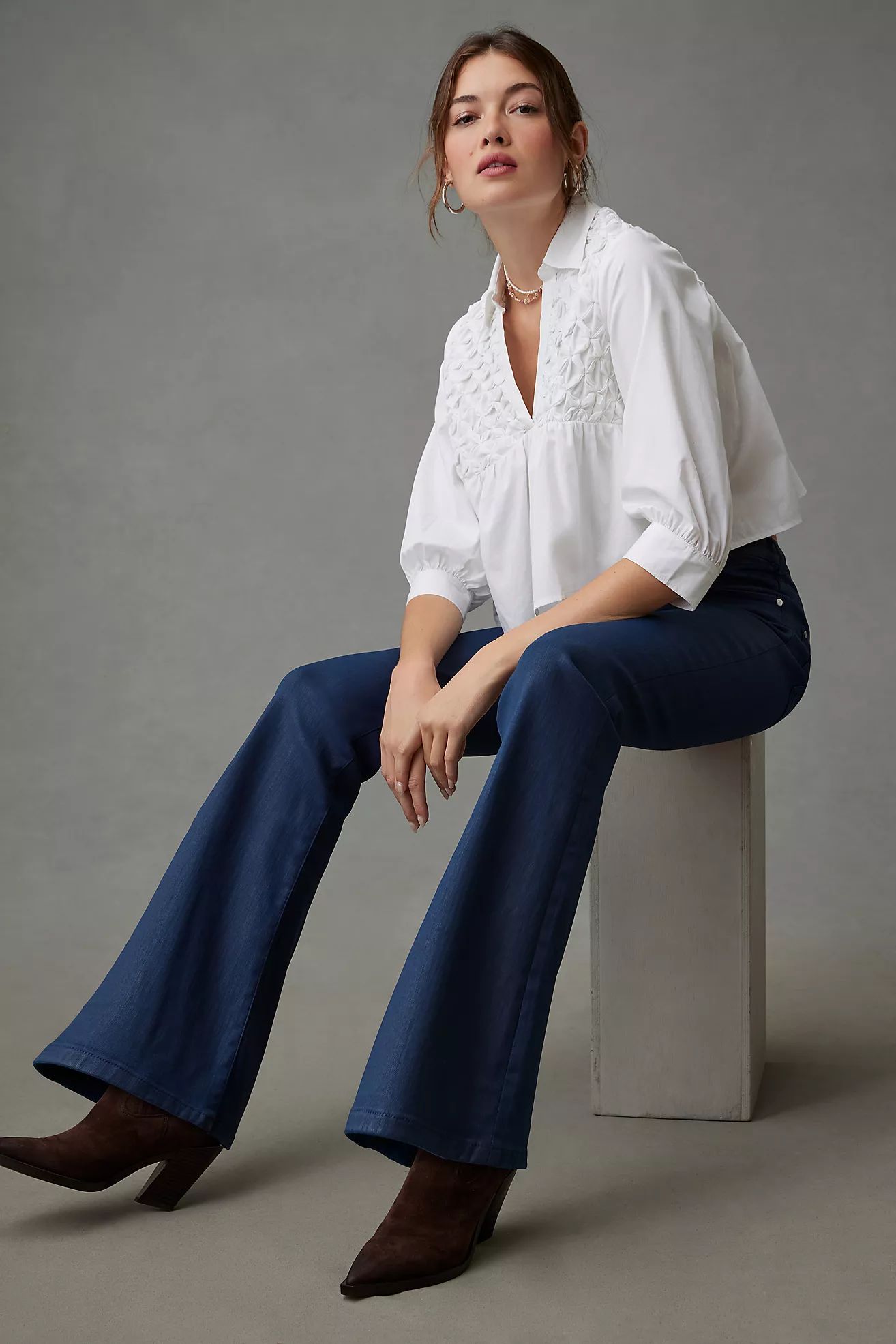 Pilcro The Icon Coated High-Rise Flare Jeans | Anthropologie (US)
