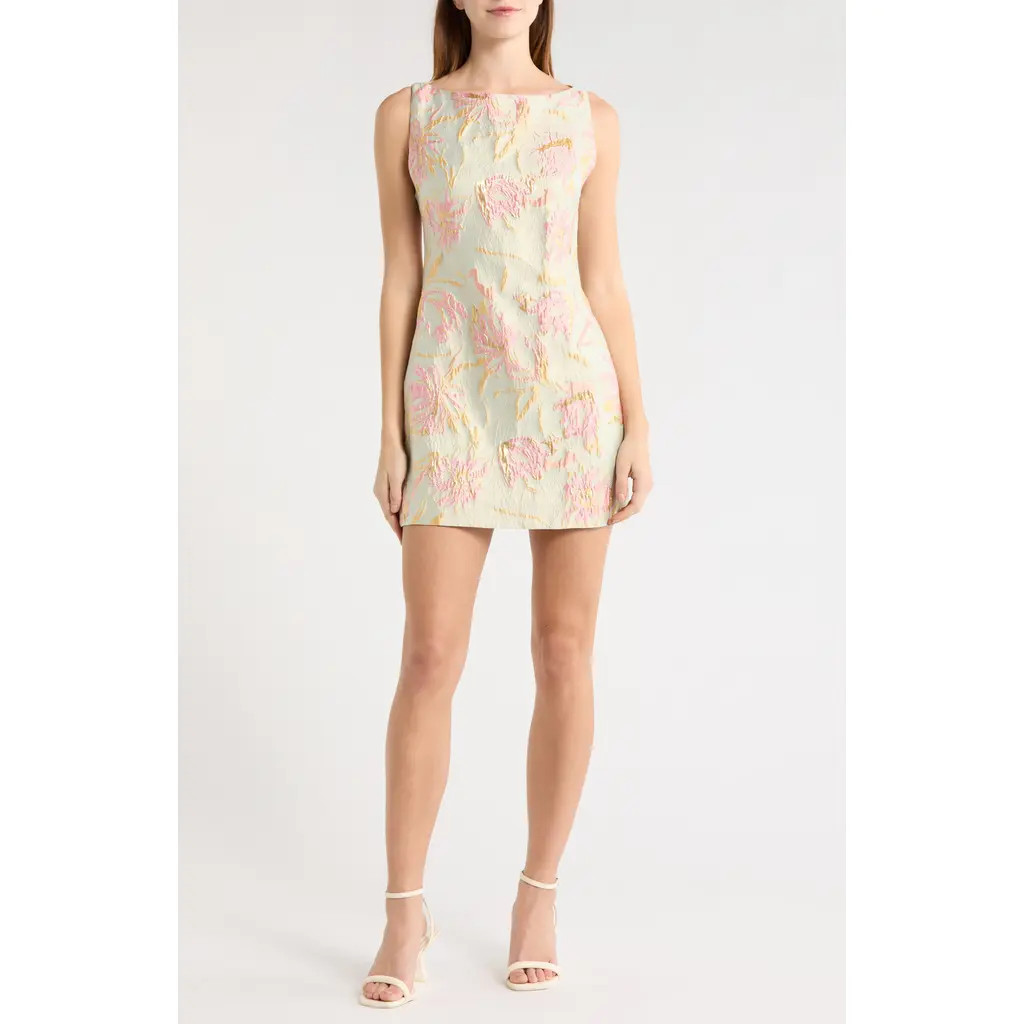 STAUD Mimi Metallic Foral Satin Brocade Dress in Botanica Aloe at Nordstrom, Size 14 | Nordstrom