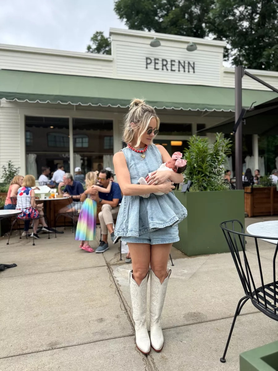 Finally from fresh air with baby girl! Loving this elevated, but comfy set - perfect for nursing and postpartum. Getting to break out my Frankie boots has been so fun!!!!

#LTKStyleTip #LTKShoeCrush #LTKBaby