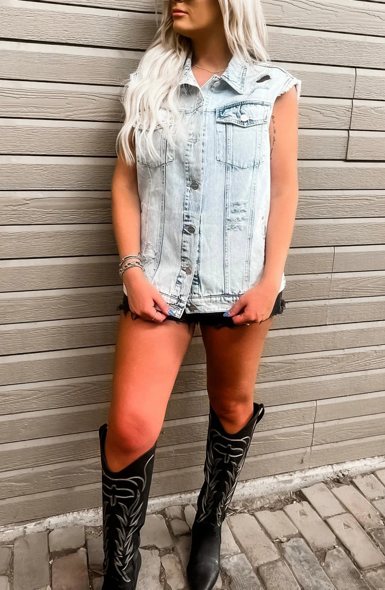 Love Someone Tonight Oversized Denim Vest | Apricot Lane Boutique