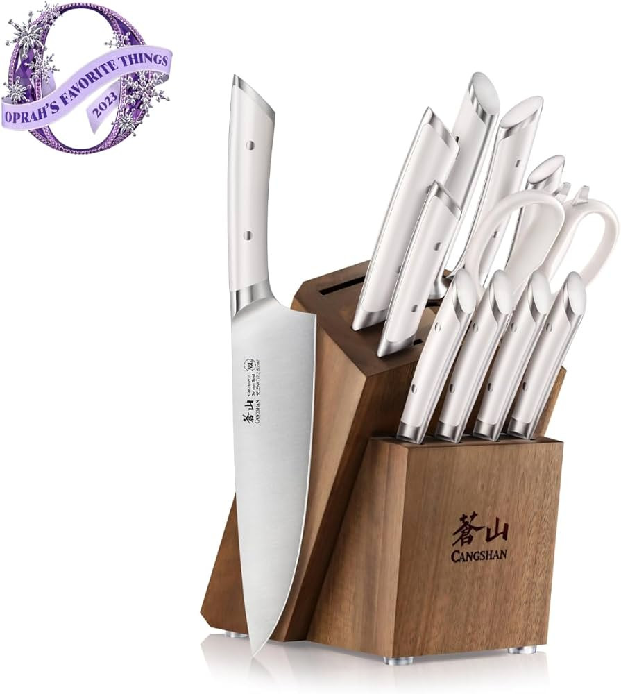 Cangshan HELENA Series German Steel Forged Knife Block Set (12-Piece, White), Oprah's Favorite Thing | Amazon (US)