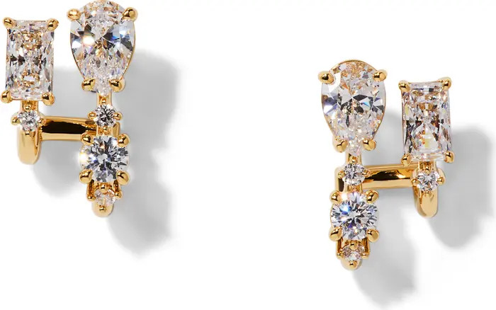 Everleigh Cubic Zirconia J Hoop Earrings | Nordstrom
