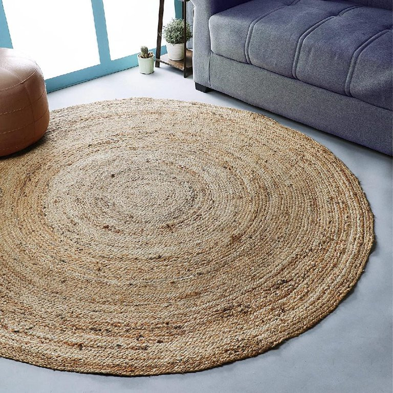 Hand Woven Jute Area Rug - Natural（ Round 8' ） - Walmart.com | Walmart (US)