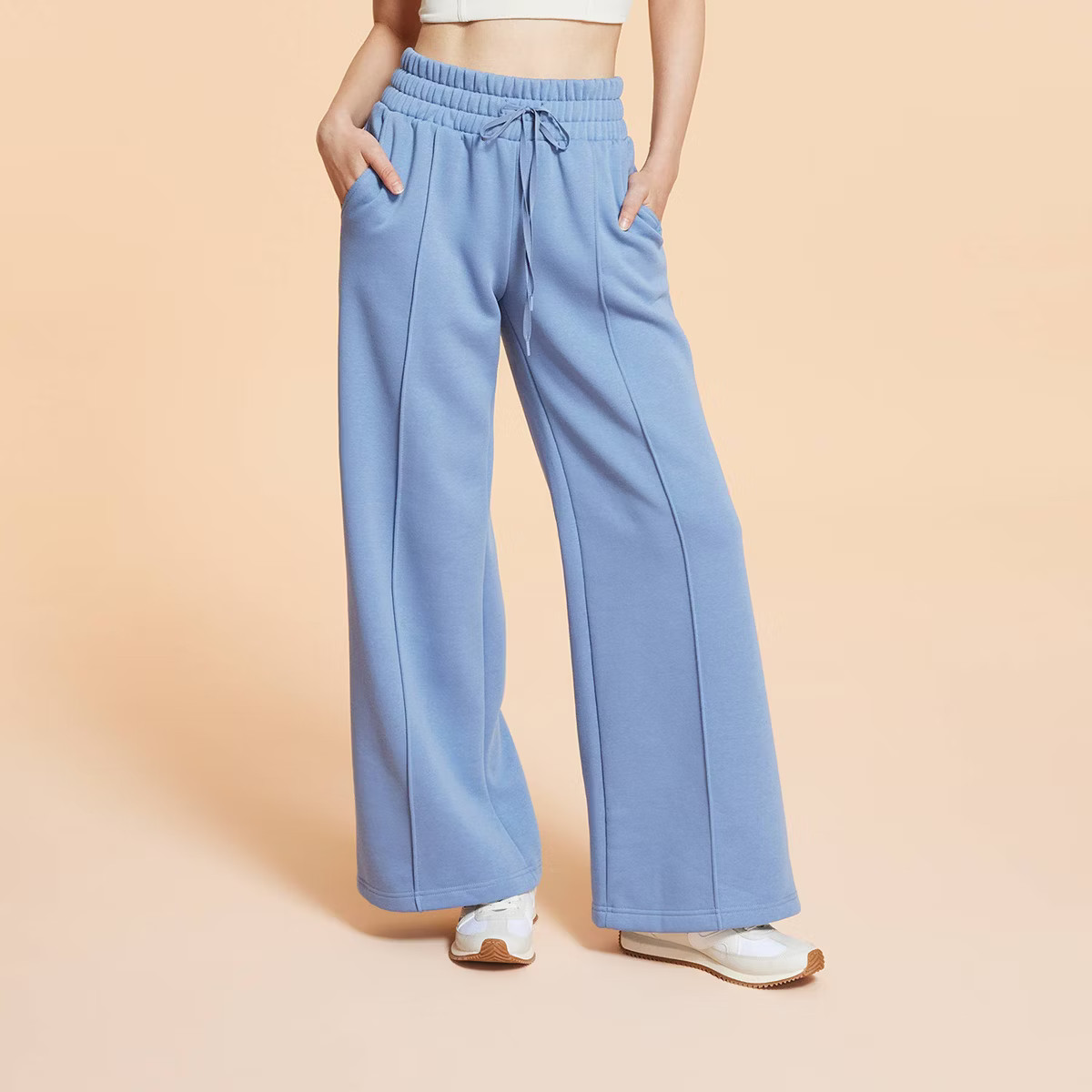 Blogilates Women's Travel Trouser High-Rise Wide Leg Sweatpants - Steel Blue 1X | Target