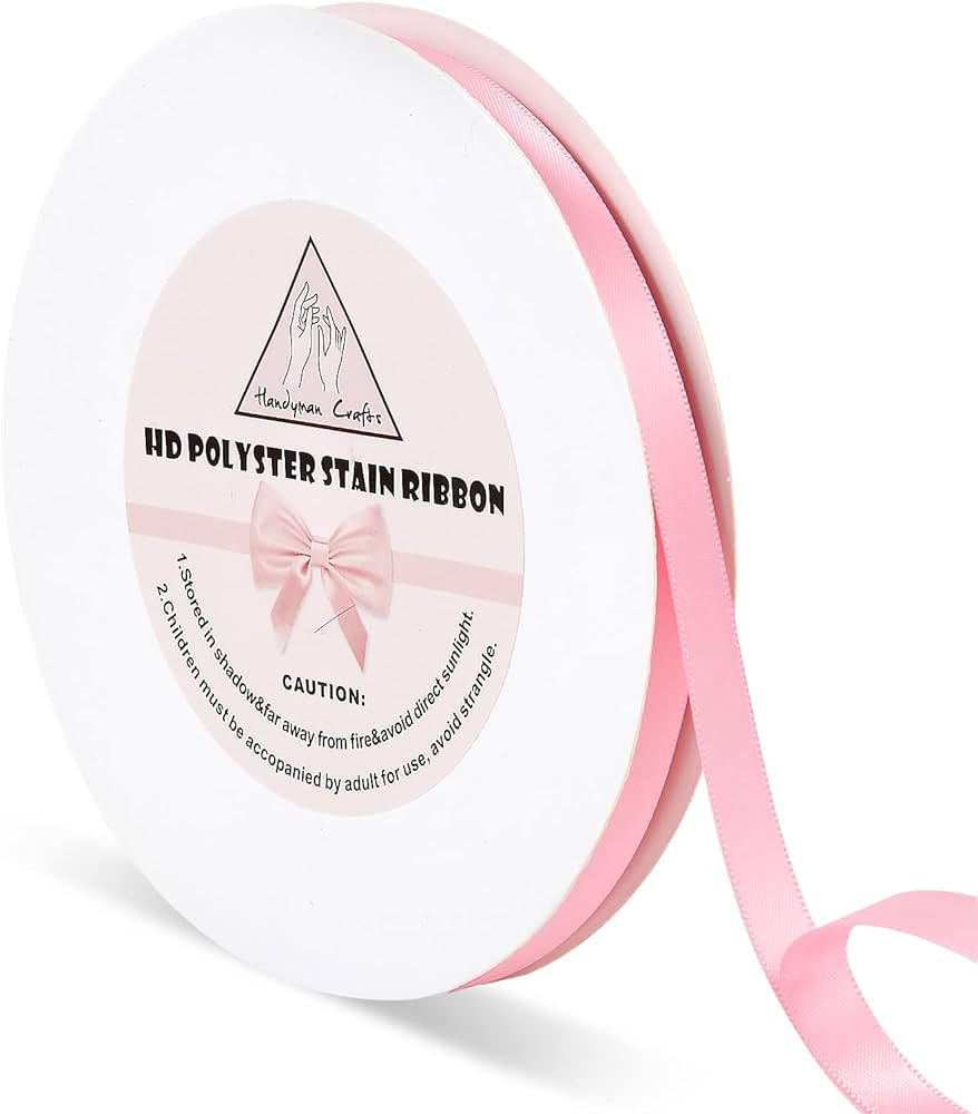 Handyman Crafts 3/8" Pink Double Faced Satin Ribbons 50 Yards HD Polyester Stain Ribbon,for Weddi... | Amazon (US)
